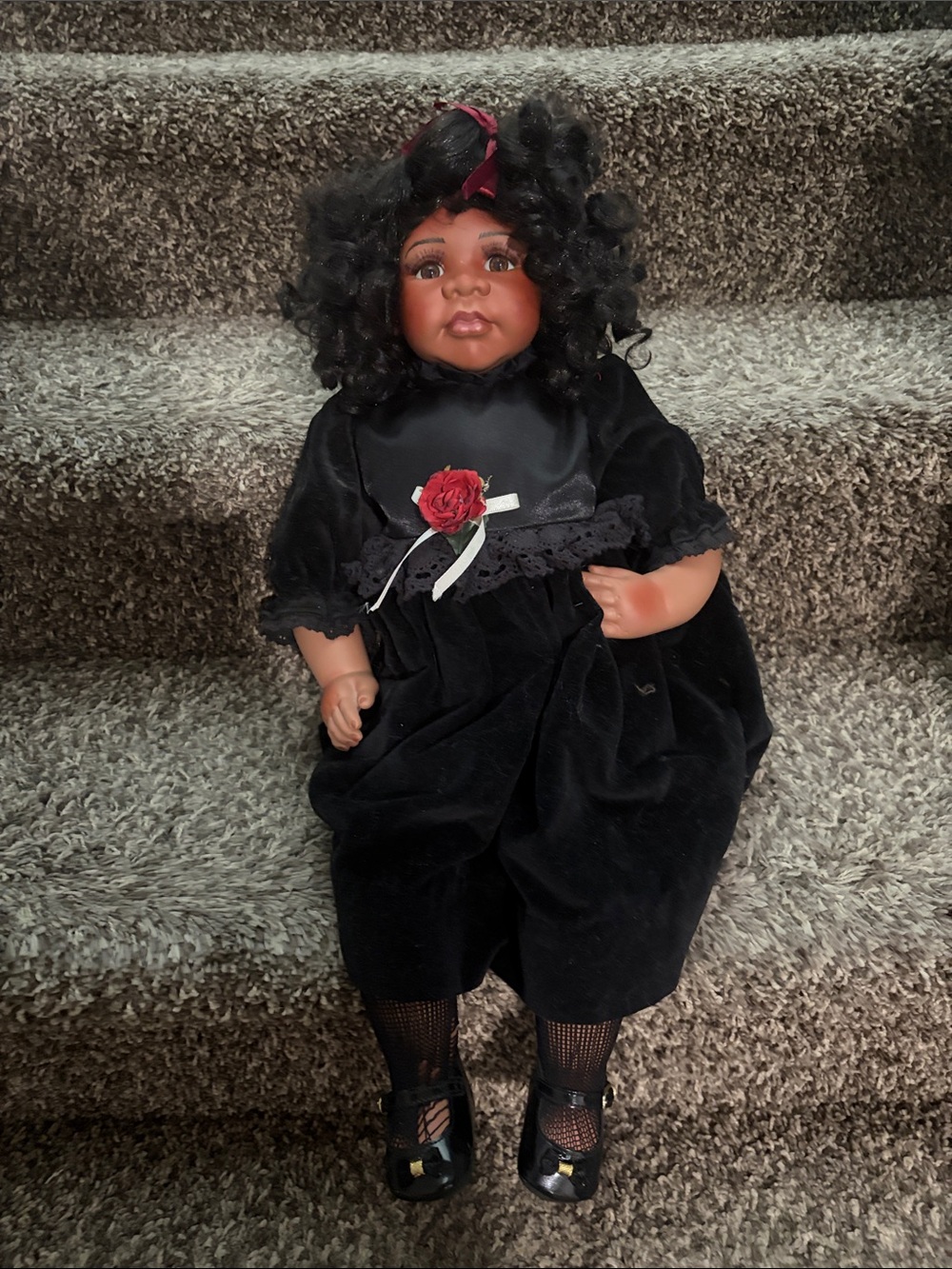 Black Velvet Porcelain Doll